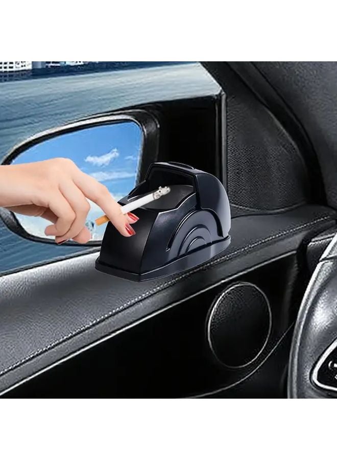 Black Portable Car Ashtray With Lid Durable Plastic Easy Clean Anti Ash Spill Travel - Image 2